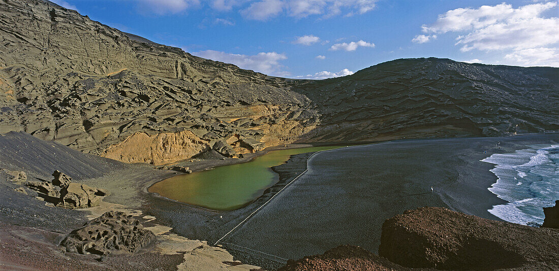 Green Lagoon in El Golfo. Lanzarote. Canary Islands. Spain