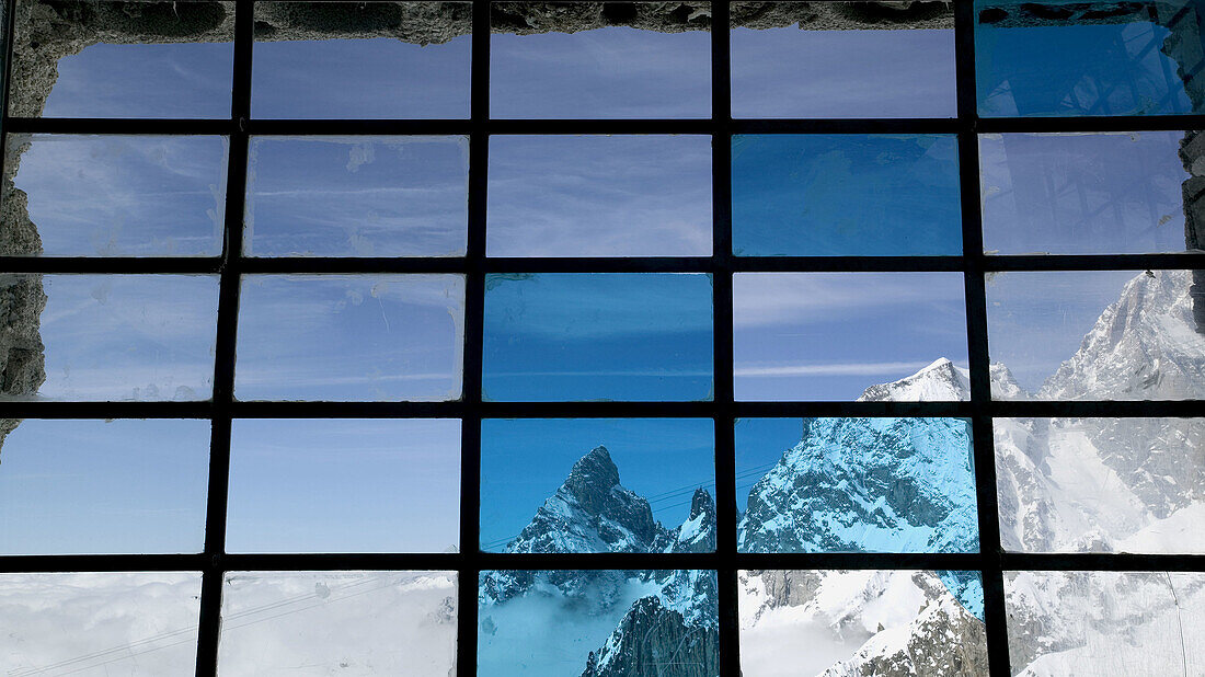 Window in Helbronner Point. Italian Alps, Italy