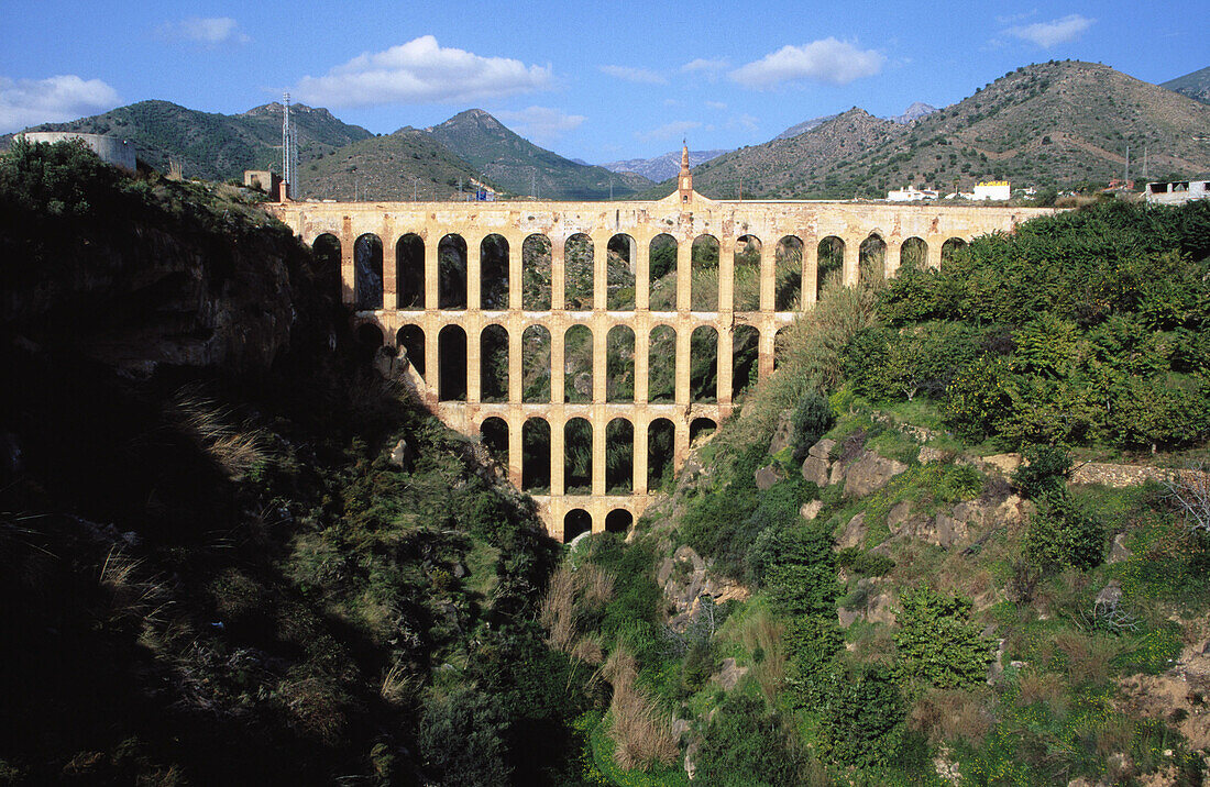 Puente de las Aguilas, Roman aqueduct. Nerja. Malaga province. Andalusia. Spain