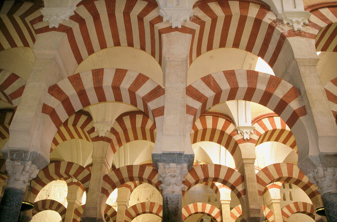 Arches in the Mosque of Cordoba. Andalusia. Spain.