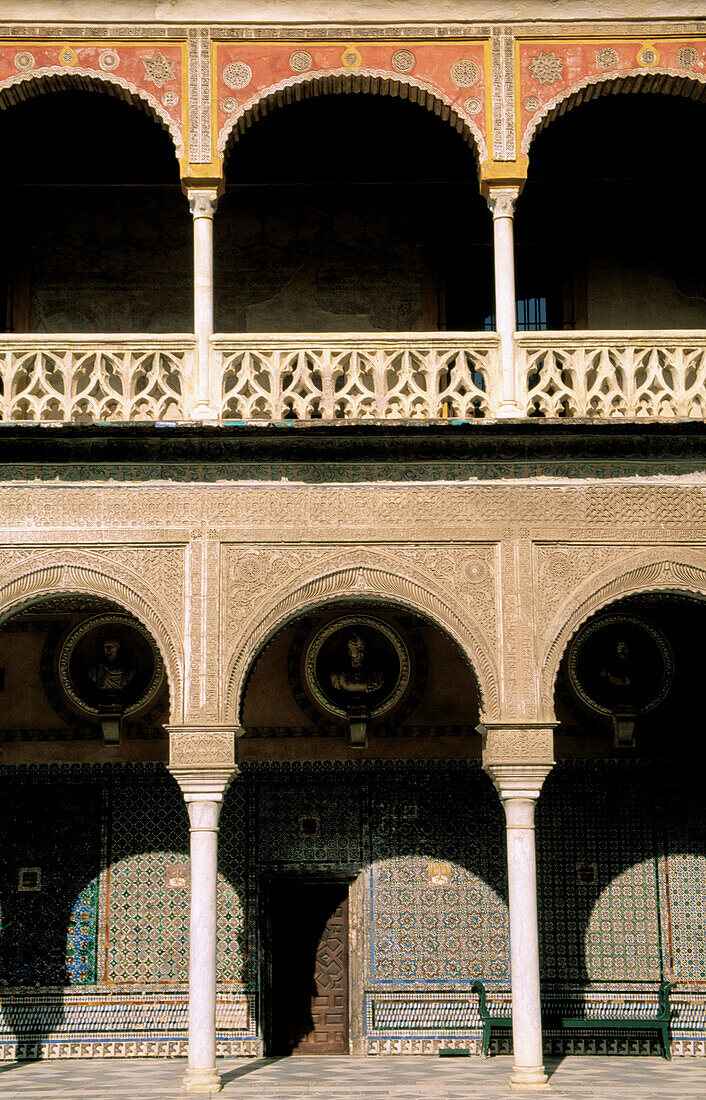 Main courtyard in the Casa de Pilatos. Sevilla. Andalusia. Spain