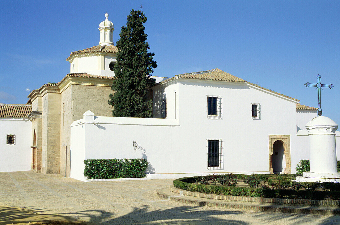 Franciscan monastery of La Rábida where Christopher Columbus has spent some time before leaving for America in 1492. Palos de la Frontera. Huelva province, Spain