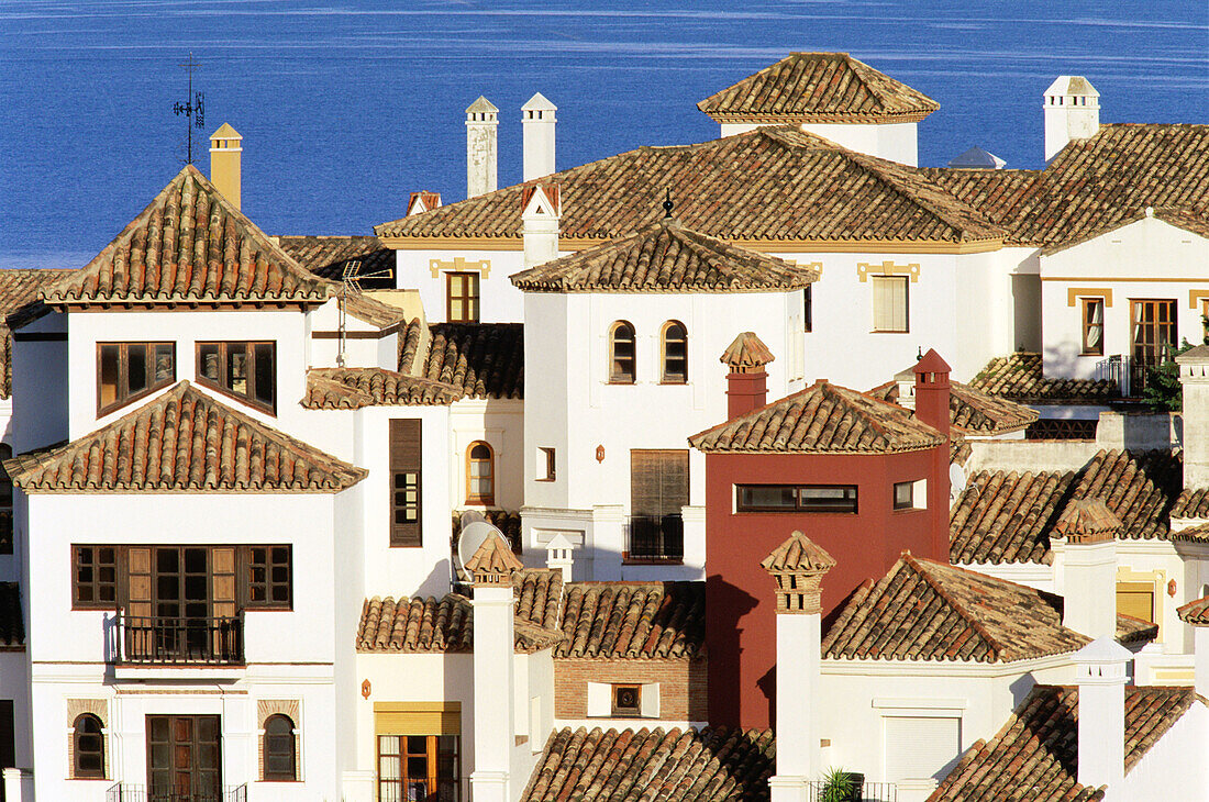 Partial view of Lomas del Rey residential area in Alcaidesa housing development, Costa del Sol. Cádiz province, Spain