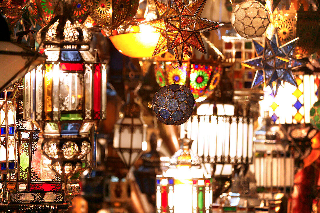 Moroccan lamps, Marrakech, Morocco