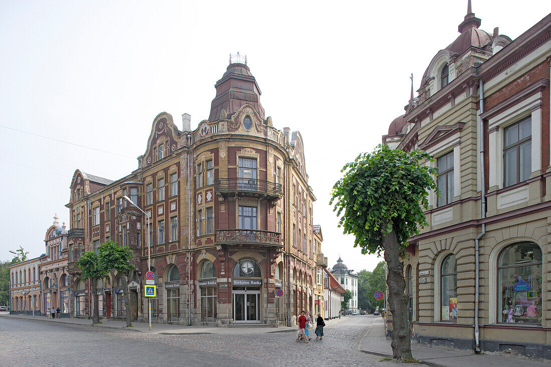 Liepaja, a street scene in the old town center