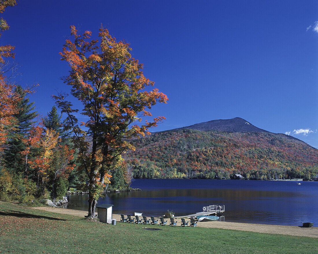 Fall foliage, Blue mountain Lake, Adirondack Park, New York, USA