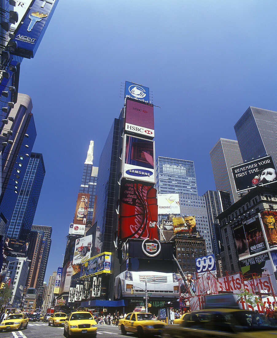 Taxi cabs, Times square, Midtown, Manhattan, New York, USA