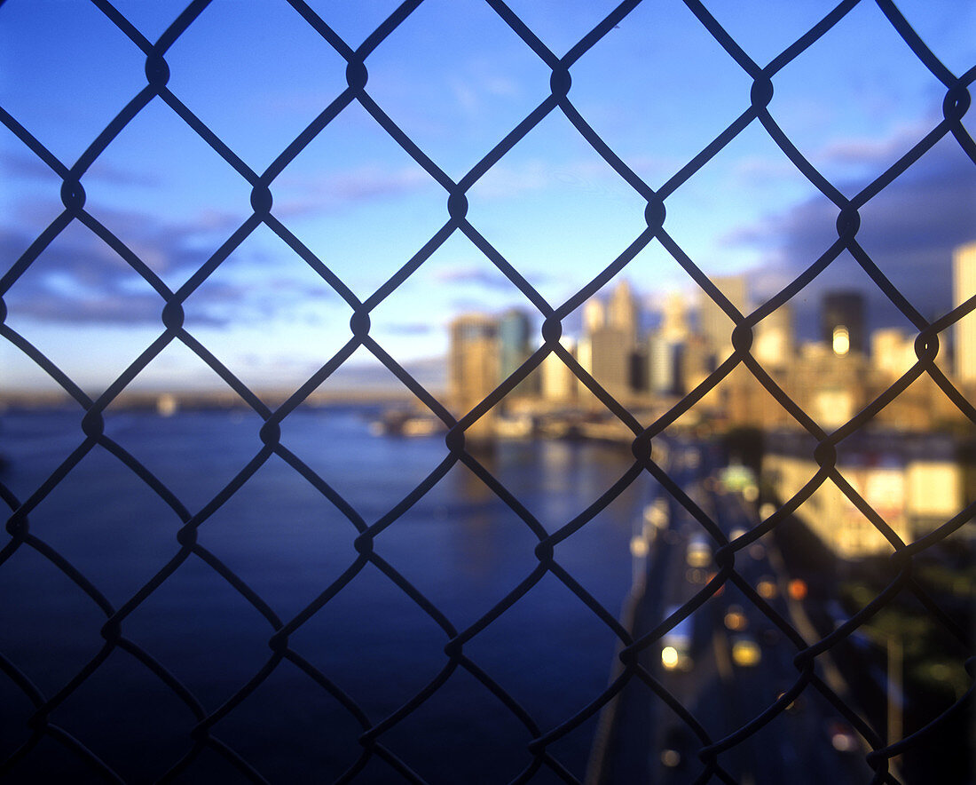 Brooklyn bridge, Downtown skyline, Manhattan, New York, USA