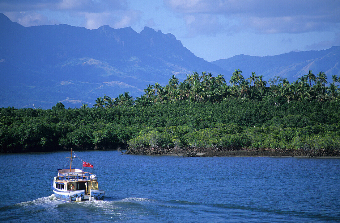 View to the western side of the island, Viti Levu, Fiji, South Sea