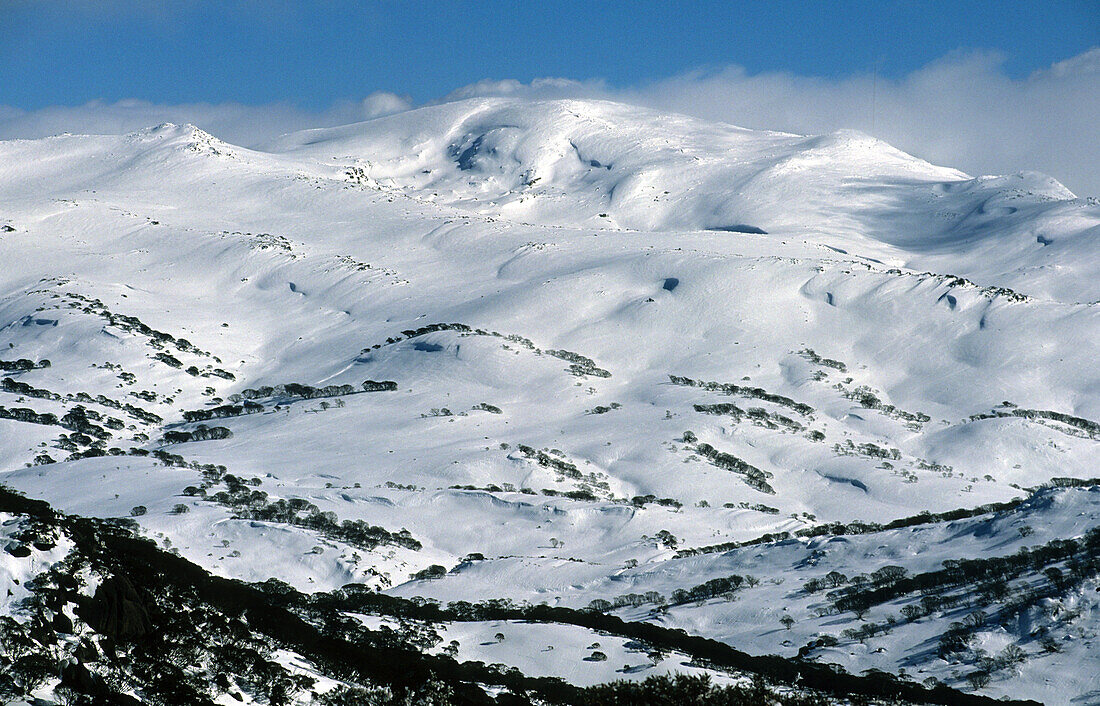 Mt. Kosciuszko und die Main Range im Winter, Kosciuszko National Park, New South Wales, Australien