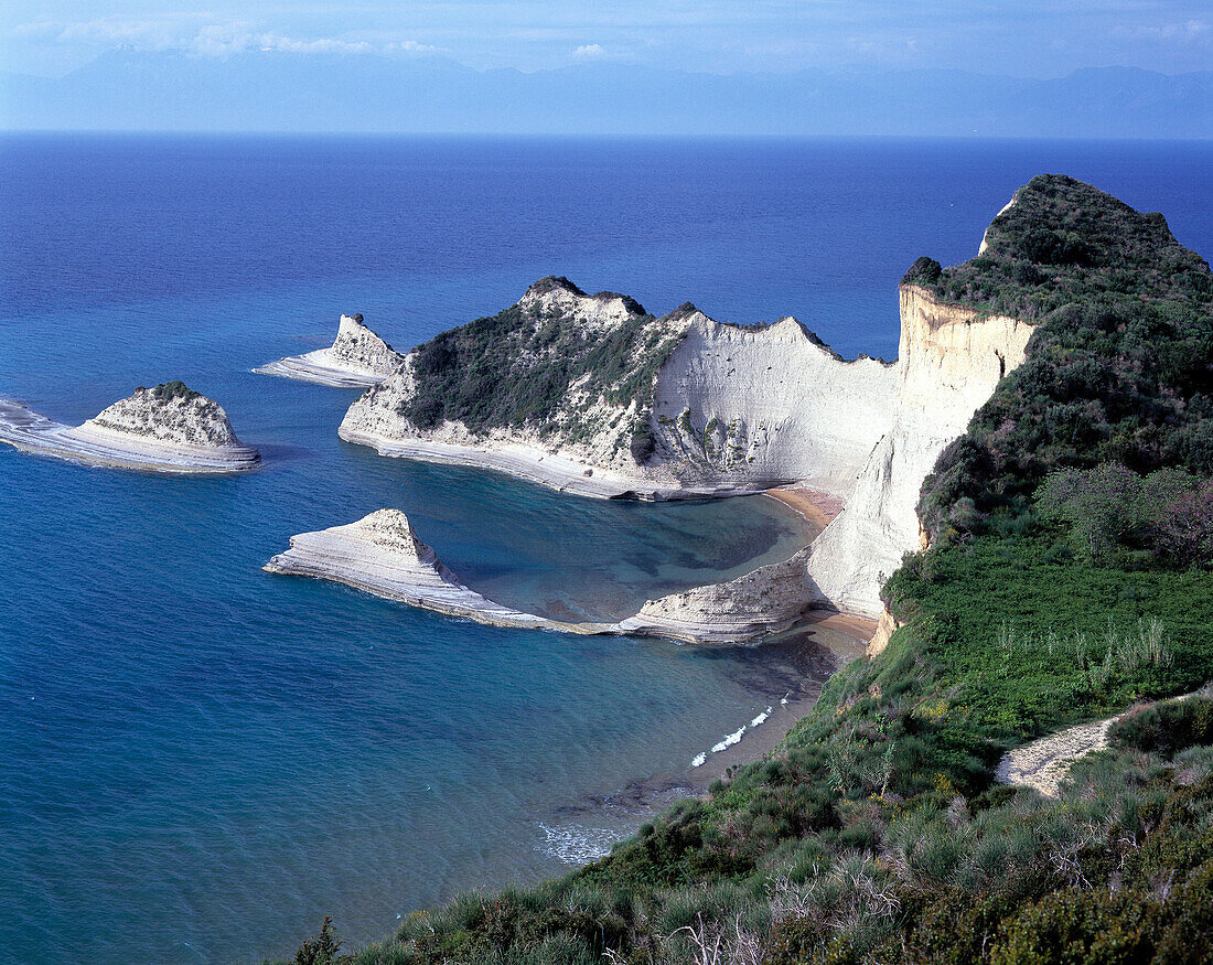 Sandstone rocks. Cap Dhrastis. Peroulades. Corfu. Greece
