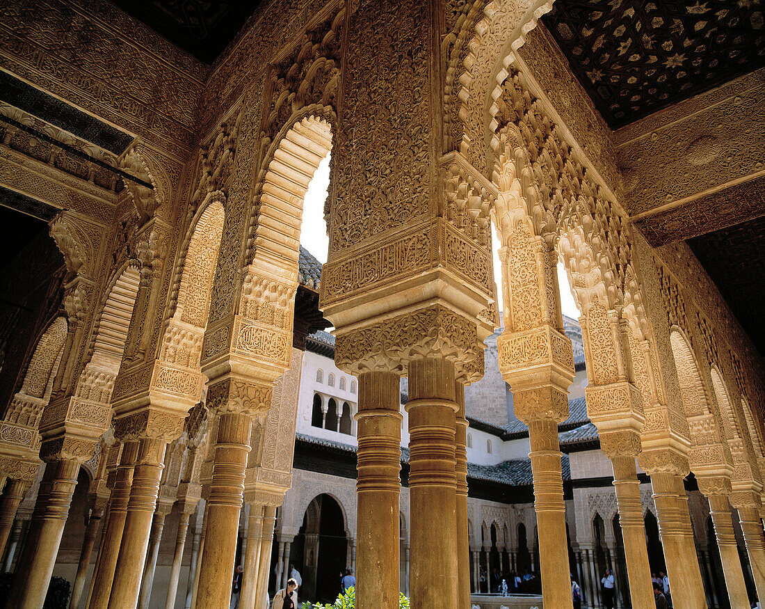 Spain, Andalusia, Granada, Alhambra, Court of the Lions