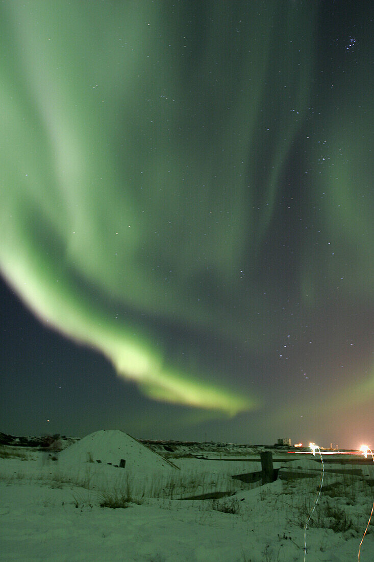 The Aurora Borealis (Northern Lights) in late fall just outside Churchill, Maitoba, Canada.