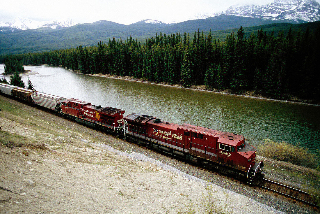 Train. Rocky Mountains. Jasper National Park. Canada