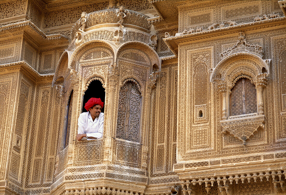 Merchant s mansion. Detail of a Haveli in Jaisalmer. Rajasthan. India