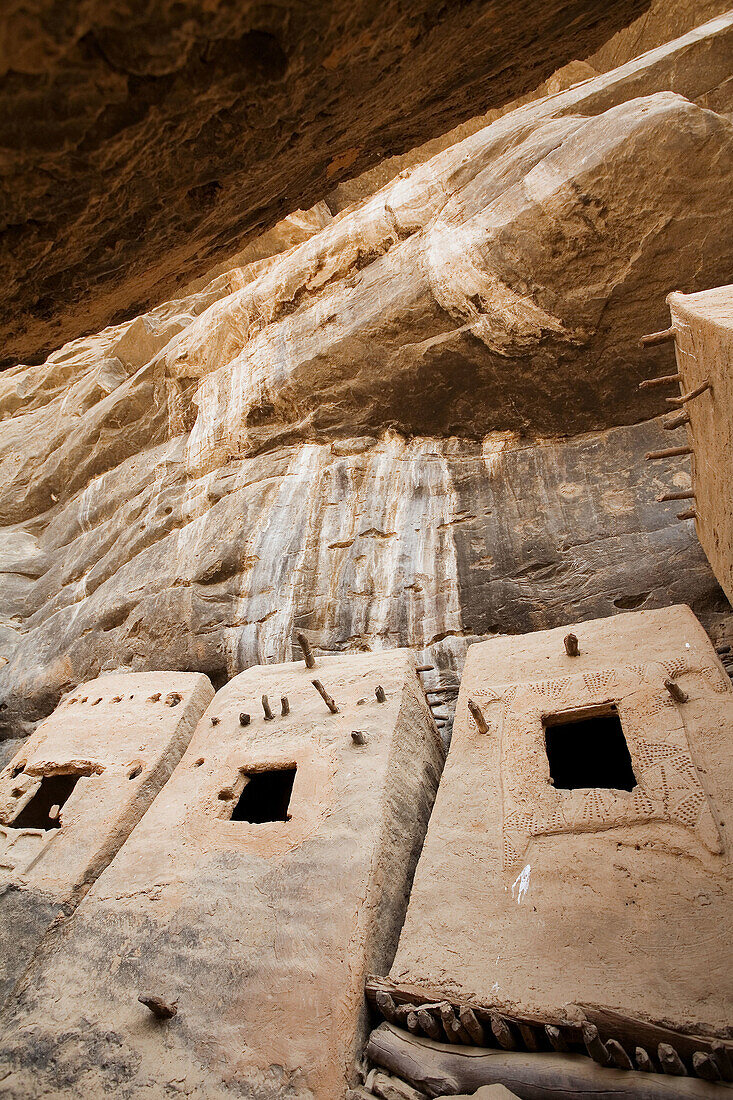 Clay architecture. Dogon Village of Teli, Bandiagara cliffs , Dogon Country, Mali, Africa