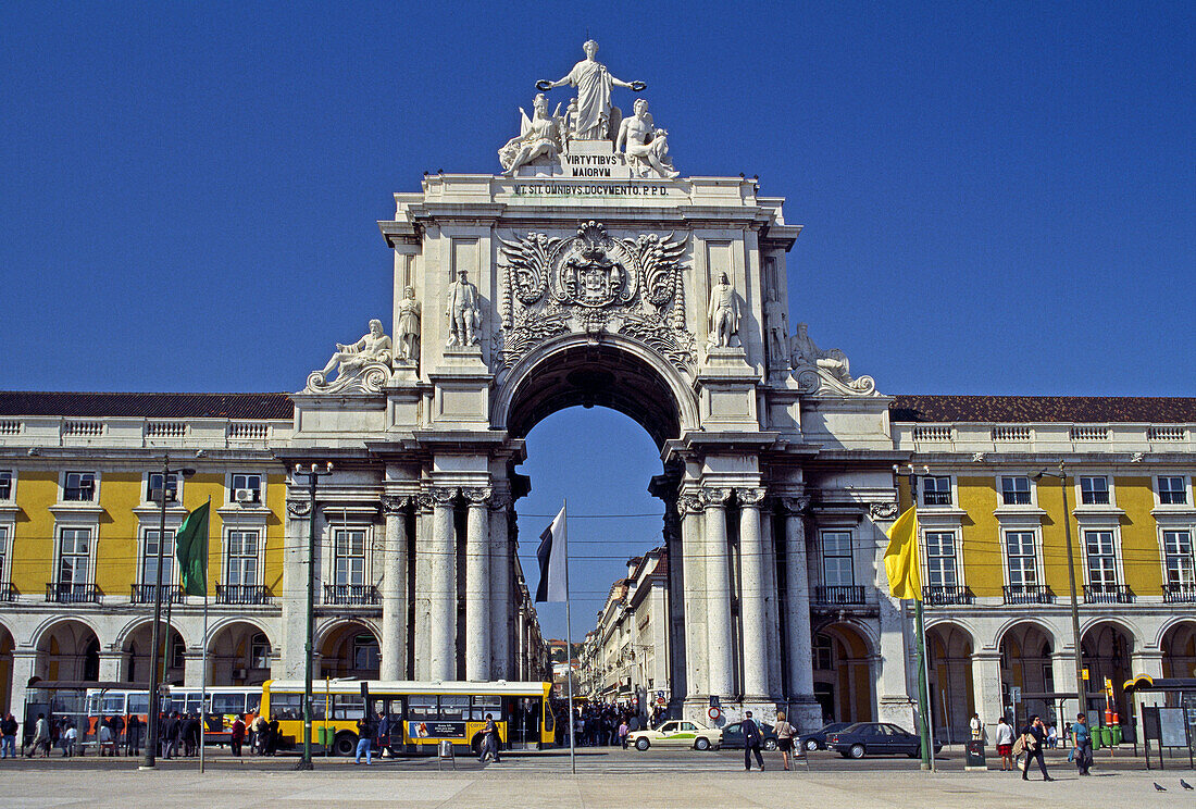 Rua Augusta Arch, triumphal arch at Praça do Comércio, Lisbon. Portugal