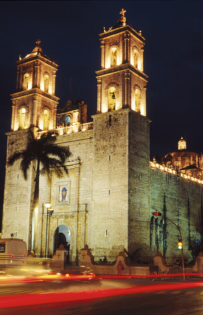 San Servacio cathedral built in 1575, Valladolid. Yucatan, Mexico