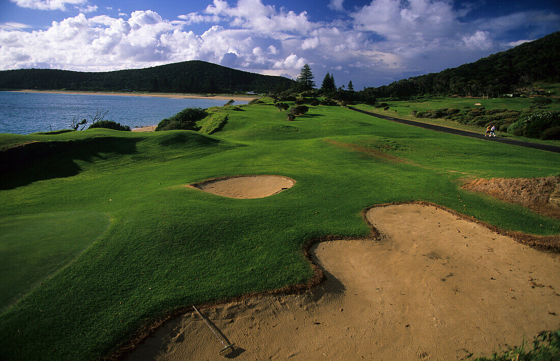 Ein Golfplatz an der Küste, Lord Howe Island, Australien