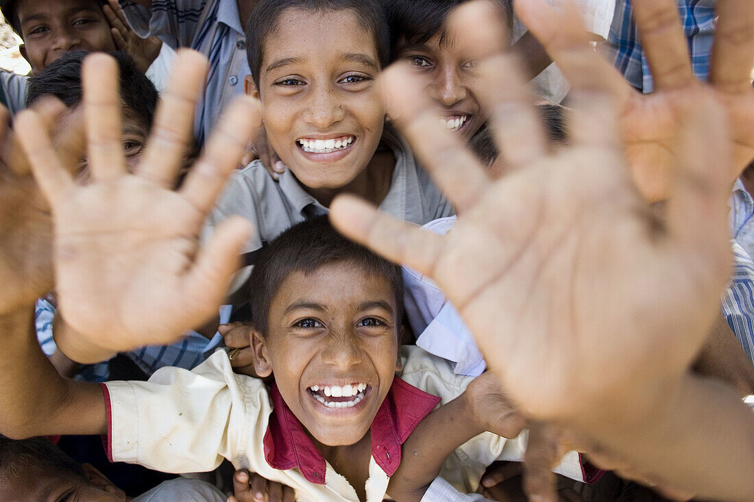 Happy children because of the humanitarian help. Sri Lanka.