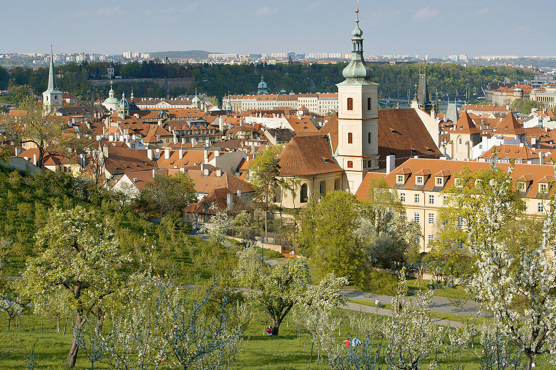 Mala Strana, Lesser Town, seen from Petrin Hill. Prague, Czech Republic