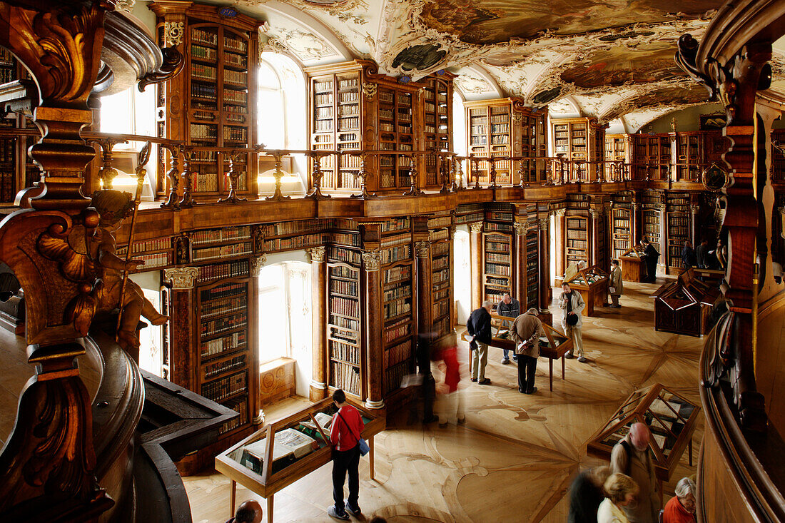 View inside the hall of Abbey Library (UNESCO global cultural heritage sites), St. Gallen, Canton of St. Gallen, Switzerland