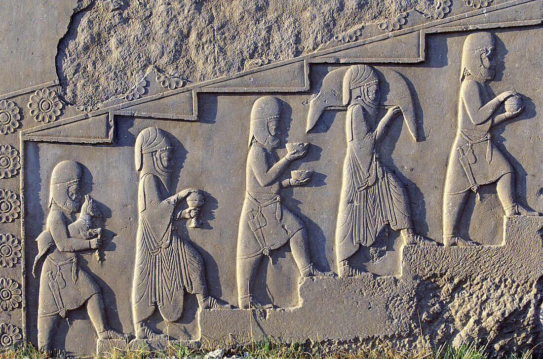 Bas-relief of vassals. West stairs. Tachara. Darius Palace. Persepolis. Iran.