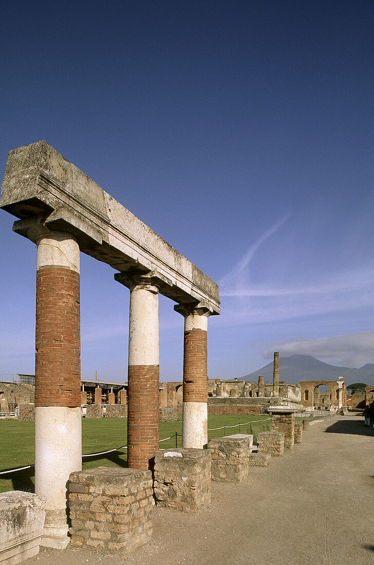 Temple of Jupiter, ruins of the old Roman city of Pompeii. Campania, Italy