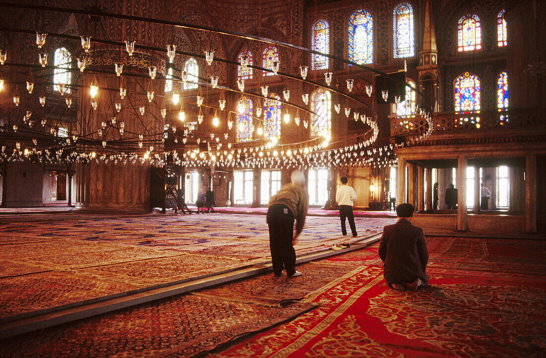 Inside the Blue Mosque. Istanbul, Turkey