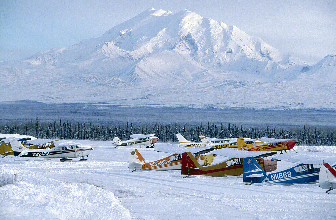 Winter airport. North Alaska, USA