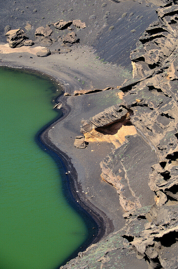 Lake Los Clicos (Charco Los Clicos). Timanfaya National Park. Lanzarote. Canary Islands. Spain