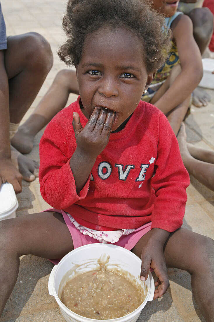 Soup kitchen run by Catholic Aids Action, to feed poor children, many of whom are AIDS orphans, at their centre in Rehobeth. Namibia.