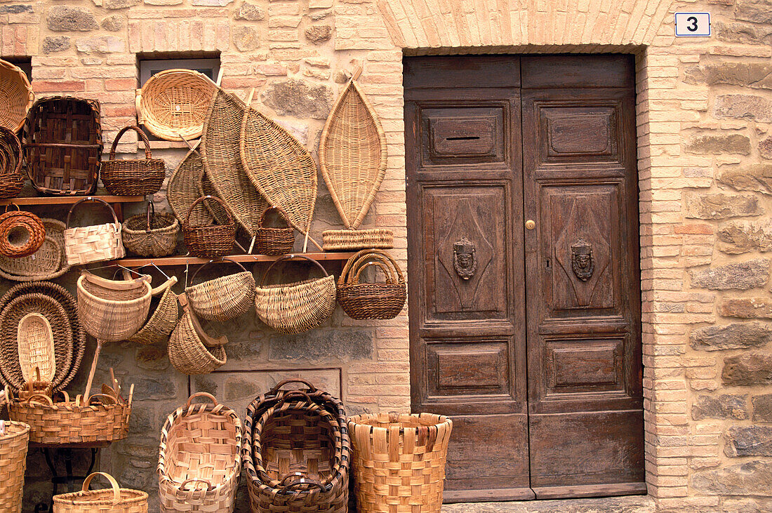 Basket seller shop. Montalcino. Tuscany. Italy