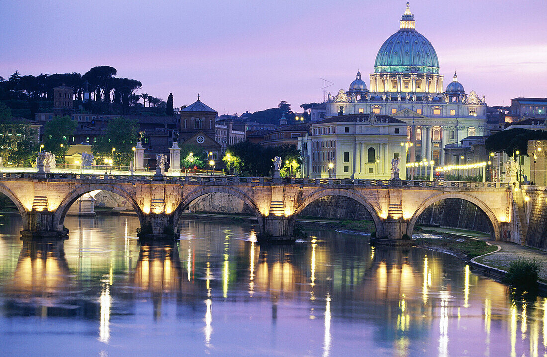 St. Peter s Basilica and St. Angelo Bridge. Vatican City. Rome. Italy