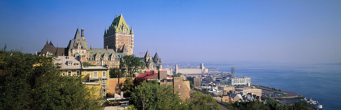 Chateau Frontenac and city form the Citadelle, morning. Quebec City. Canada