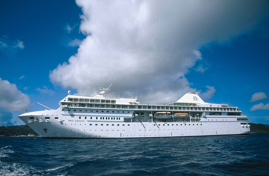 Cruiseship Paul Gaughin. Vaitape Harbour. Bora Bora. French Polynesia