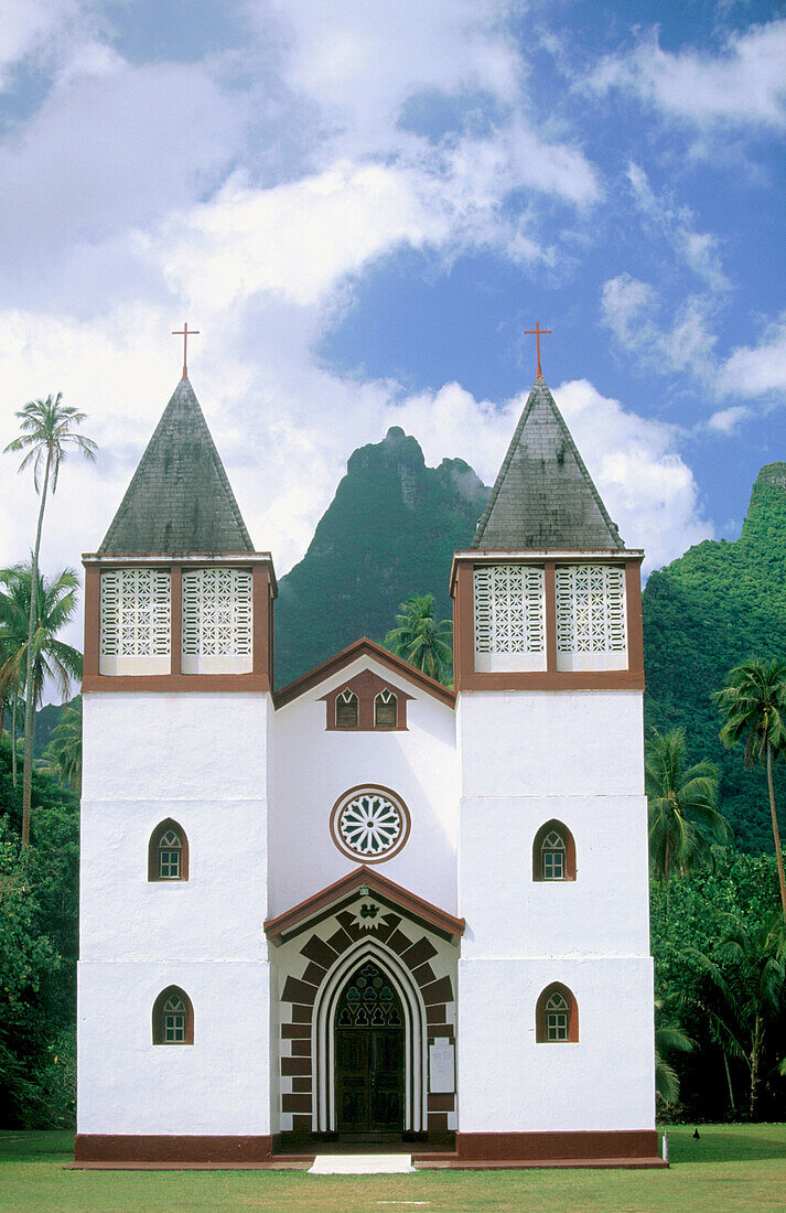 Haapiti town church. Moorea. French Polynesia