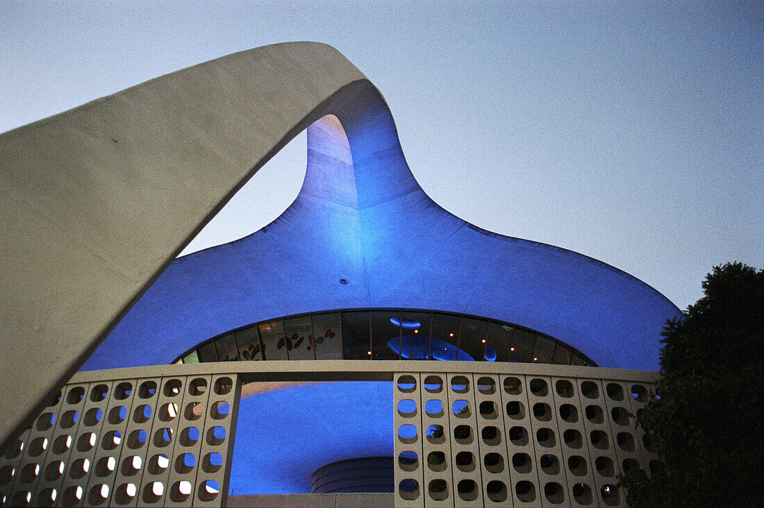 Theme Building at evening lighting, Los Angeles International Airport (LAX). Los Angeles, California. USA