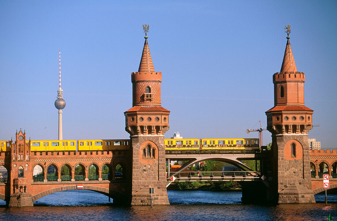 Oberbaum Bridge over Spree River. Kreuzberg district. Berlin. Germany