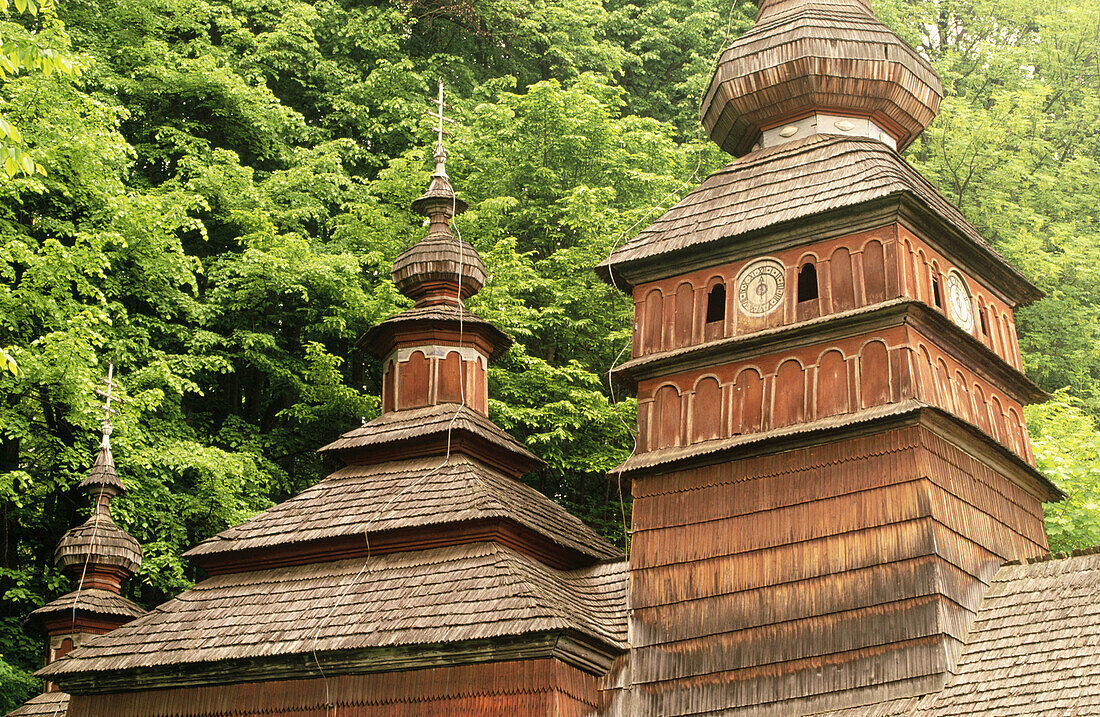 Rusian-Ukranian wood church. Bardejovske Kupele . Rusin-Saris Skansen Museum. East Slovakia