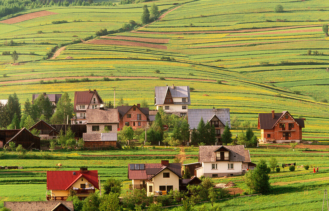 Krosnika village in the Pieniny range. Carpathian Mountains. Poland