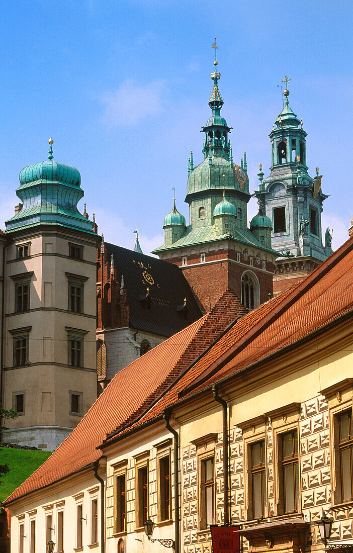 Buildings along Kanonicza street. Wavel Cathedral. Wavel Hill. Krakow. Poland