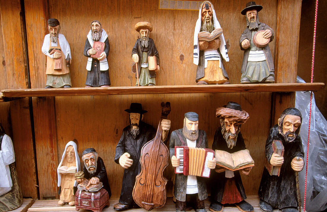 Miniature jewish figures in the Old Town Market Square (Rynek Starego Miasta). Warsaw. Poland