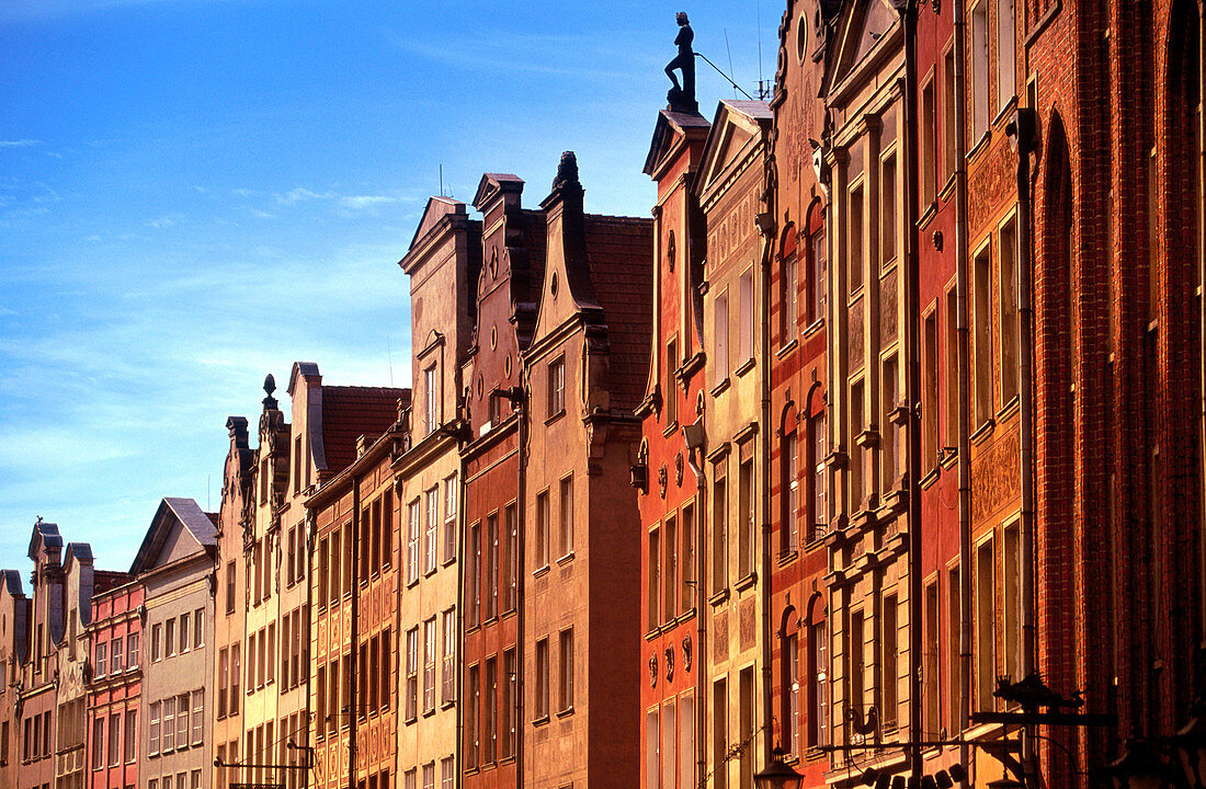 Buildings in Dluga (long) Street and Town Square. Gdansk. Pomerania. Poland