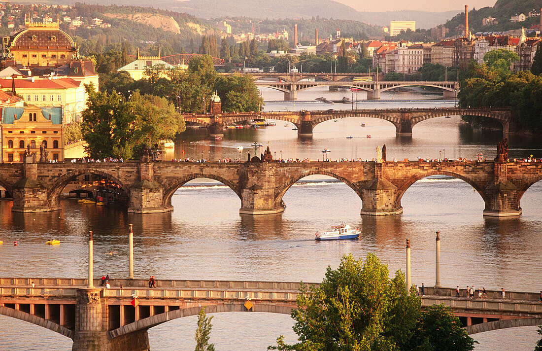 Vltava river bridges. Prague. Central Bohemia. Czech Republic