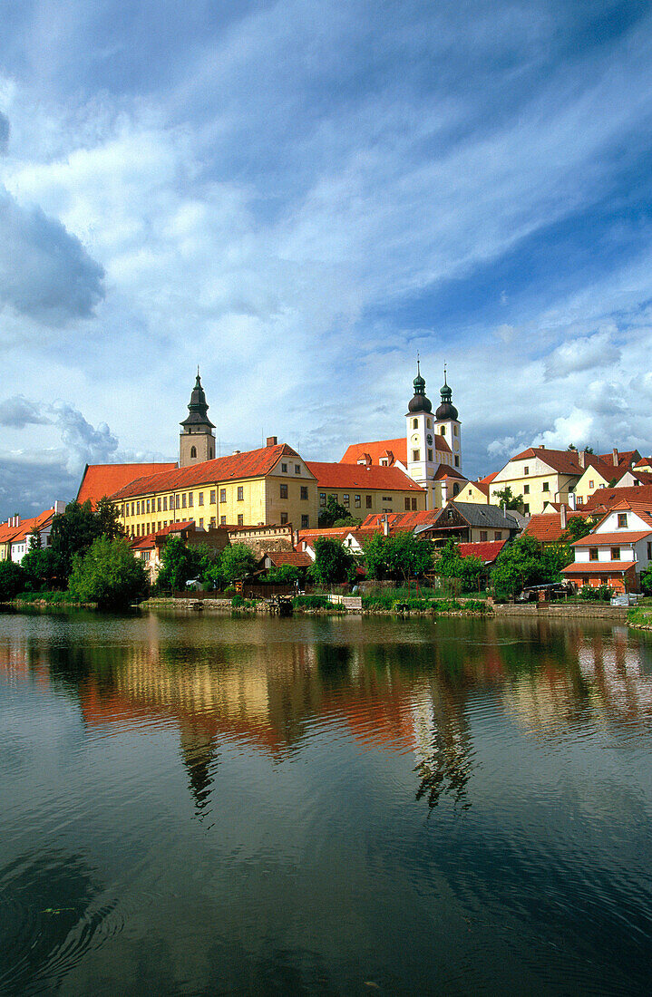 View of Telc from Ulicky Pond. South Moravia. Czech Republic