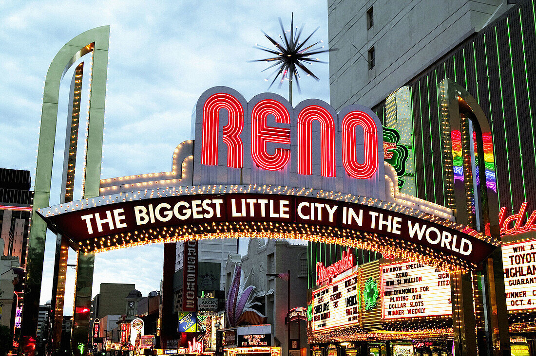 Famed arch on Virginia Street. Reno. Nevada. USA