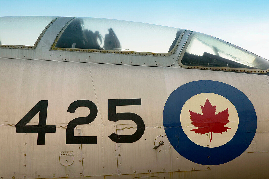 F-101 Voodoo jet with Canadian maple leaf insignia. Alberta Aviation Museum. Edmonton. Alberta, Canada