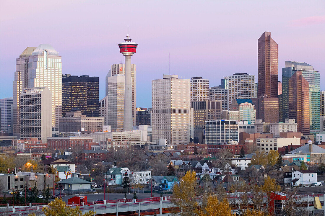 City skyline from Ramsay area at morning. Calgary. Alberta, Canada