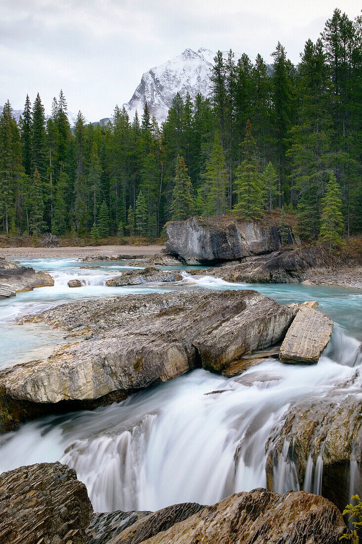 Yoho National Park in autumn, Natural Bridge Falls, Emerald River. British Columbia, Canada
